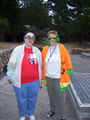 Susan Hall and Laura Gjovaag show off green glasses