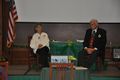 Gita Morena and Bob Baum prepare to address the crowd about their experiences growing up as a great-grandchild of L. Frank Baum