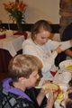 Melissa Hollister and Mykel Rankin chow down at the Hollister table